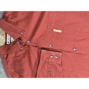 Columbia Men's Long Sleeve Cotton Rust Red Button-Up Workwear Shirt - Size XLT